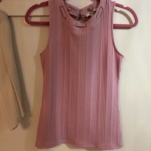 Pink Sleeveless Ribbed Top